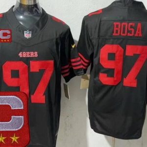 San Francisco 49ers #97 Nick Bosa Limited Black 2025 Captain Patch FUSE Vapor Jersey
