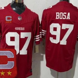 San Francisco 49ers #97 Nick Bosa Limited Red 2025 Captain Patch FUSE Vapor Jersey