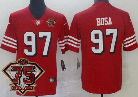San Francisco 49ers #97 Nick Bosa Limited Red 75th Anniversary Alternate Vapor Jersey