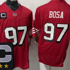 San Francisco 49ers #97 Nick Bosa Limited Red Alternate 2025 Captain Patch FUSE Vapor Jersey