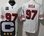 San Francisco 49ers #97 Nick Bosa Limited White Alternate 2025 Captain Patch FUSE Vapor Jersey