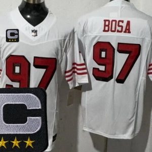 San Francisco 49ers #97 Nick Bosa Limited White Alternate 2025 Captain Patch FUSE Vapor Jersey