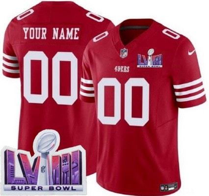 San Francisco 49ers Customized Limited Red LVIII Super Bowl FUSE Vapor Jersey