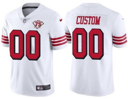 San Francisco 49ers Customized Limited White 75th Anniversary Alternate Vapor Jersey
