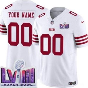San Francisco 49ers Customized Limited White LVIII Super Bowl FUSE Vapor Jersey
