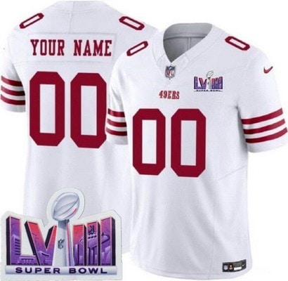 San Francisco 49ers Customized Limited White LVIII Super Bowl FUSE Vapor Jersey