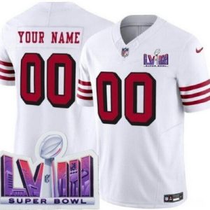 San Francisco 49ers Customized Limited White Throwback LVIII Super Bowl FUSE Vapor Jersey