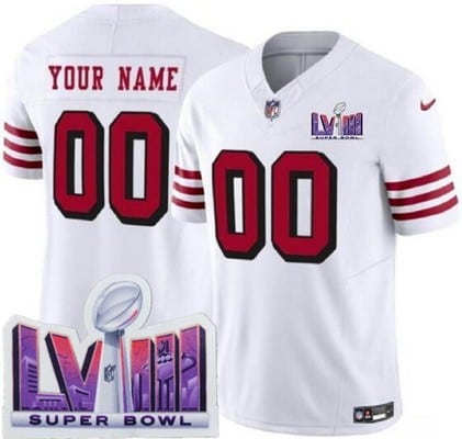 San Francisco 49ers Customized Limited White Throwback LVIII Super Bowl FUSE Vapor Jersey