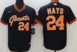San Francisco Giants #24 Willie Mays Black Throwback Cool Base Jersey