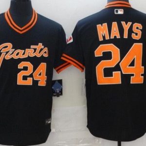 San Francisco Giants #24 Willie Mays Black Throwback Cool Base Jersey