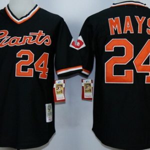 San Francisco Giants #24 Willie Mays Black Throwback Jersey