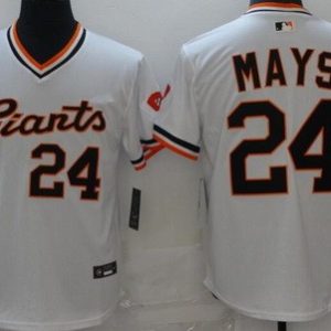 San Francisco Giants #24 Willie Mays White Throwback Cool Base Jersey