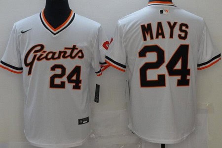 San Francisco Giants #24 Willie Mays White Throwback Cool Base Jersey