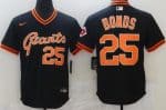 San Francisco Giants #25 Barry Bonds Black Throwback Cool Base Jersey