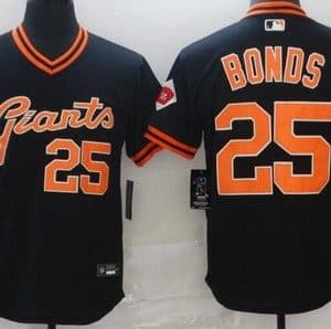 San Francisco Giants #25 Barry Bonds Black Throwback Cool Base Jersey