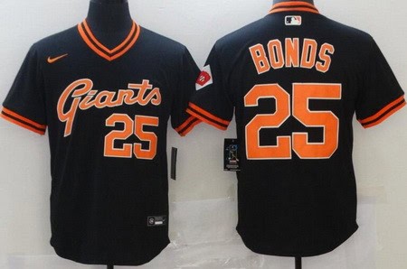 San Francisco Giants #25 Barry Bonds Black Throwback Cool Base Jersey