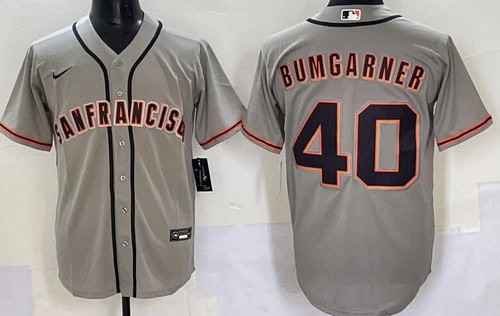 San Francisco Giants #40 Madison Bumgarner Gray Cool Base Jersey
