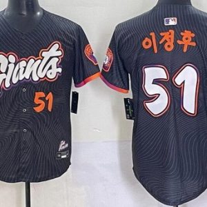 San Francisco Giants #51 Jung Hoo Lee Black Korean 2025 City Connect Limited Jersey