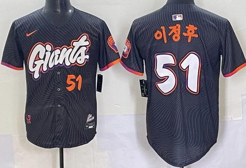 San Francisco Giants #51 Jung Hoo Lee Black Korean 2025 City Connect Limited Jersey