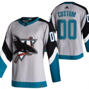 San Jose Sharks Customized Gray 2021 Reverse Retro Authentic Jersey