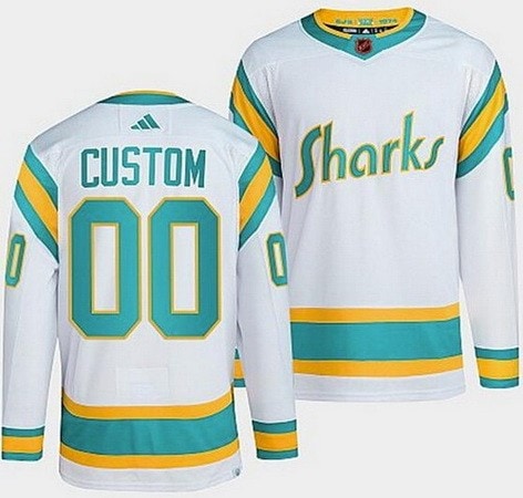 San Jose Sharks Customized White 2022 Reverse Retro Authentic Jersey