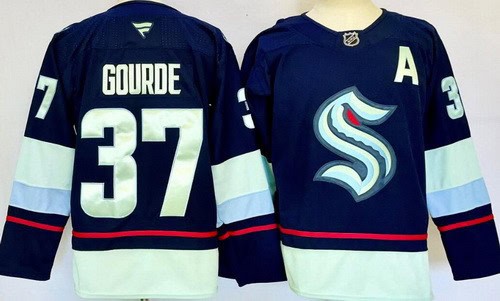 Seattle Kraken #37 Yanni Gourde Navy Authentic Jersey