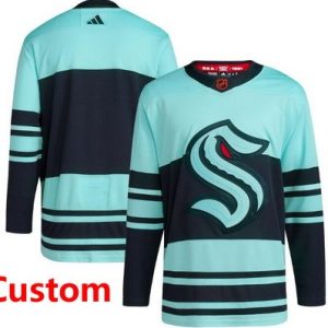 Seattle Kraken Customized Teal 2022 Reverse Retro Authentic Jersey