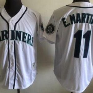 Seattle Mariners #11 Edgar Martinez White Throwback Jersey