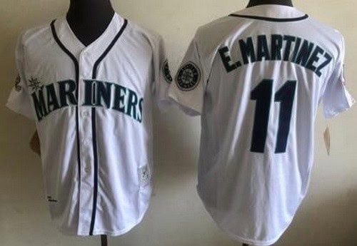 Seattle Mariners #11 Edgar Martinez White Throwback Jersey