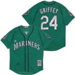 Seattle Mariners #24 Ken Griffey Green 1995 Throwback Jersey
