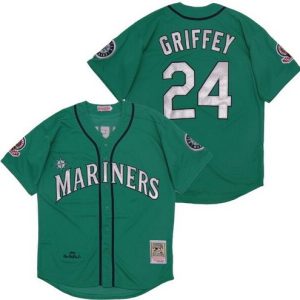 Seattle Mariners #24 Ken Griffey Green 1995 Throwback Jersey