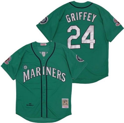 Seattle Mariners #24 Ken Griffey Green 1995 Throwback Jersey