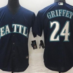 Seattle Mariners #24 Ken Griffey Navy Cool Base Jersey