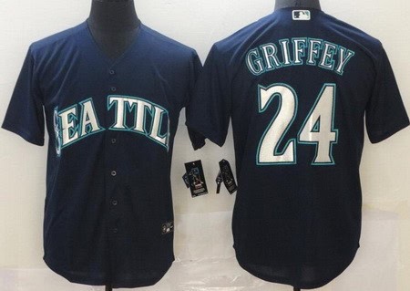 Seattle Mariners #24 Ken Griffey Navy Cool Base Jersey