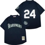 Seattle Mariners #24 Ken Griffey Navy Throwback Mesh Jersey