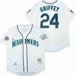 Seattle Mariners #24 Ken Griffey White 1997 Throwback Jersey