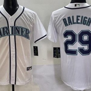Seattle Mariners #29 Cal Raleigh White Cool Base Jersey
