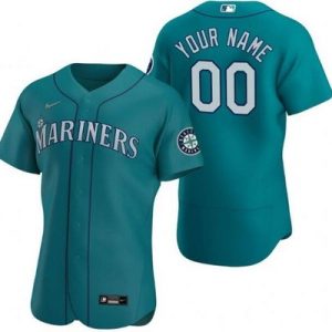 Seattle Mariners Customized Aqua Authentic Jersey