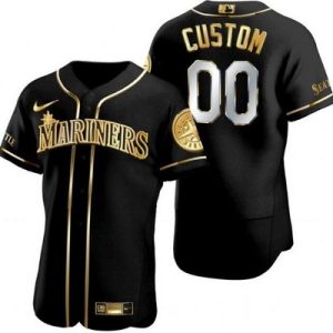 Seattle Mariners Customized Black Gold Authentic Jersey