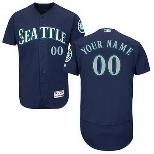 Seattle Mariners Customized Navy Blue FlexBase Jersey