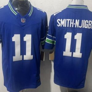 Seattle Seahawks #11 Jaxon Smith Njigba Limited Blue Throwback FUSE Vapor Jersey