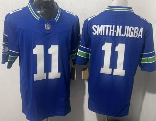 Seattle Seahawks #11 Jaxon Smith Njigba Limited Blue Throwback FUSE Vapor Jersey