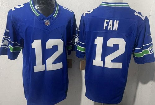 Seattle Seahawks #12 Fan Limited Blue Throwback FUSE Vapor Jersey