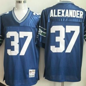 Seattle Seahawks #37 Shaun Alexander Navy Throwback Jersey
