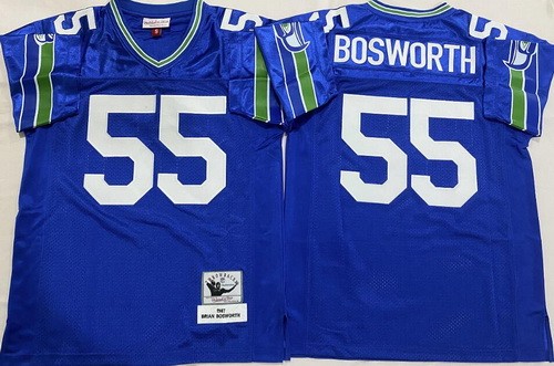 Seattle Seahawks #55 Brian Bosworth Blue 1987 Throwback Jersey
