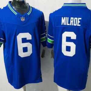 Seattle Seahawks #6 Jalen Milroe Limited Blue Throwback FUSE Vapor Jersey