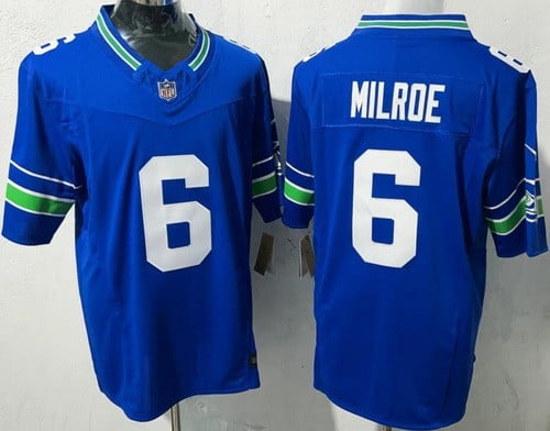 Seattle Seahawks #6 Jalen Milroe Limited Blue Throwback FUSE Vapor Jersey
