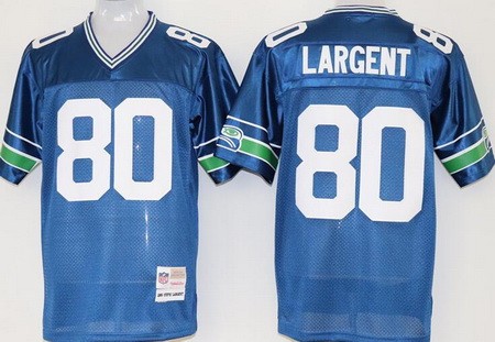 Seattle Seahawks #80 Steve Largent Blue Throwback Jersey