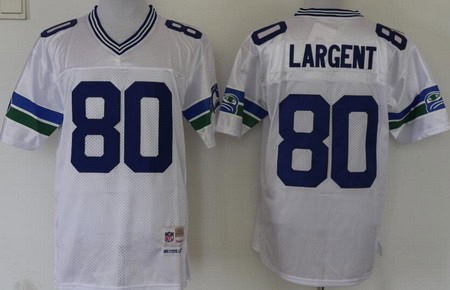 Seattle Seahawks #80 Steve Largent White Throwback Jersey