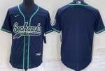 Seattle Seahawks Blank Navy Baseball Jersey